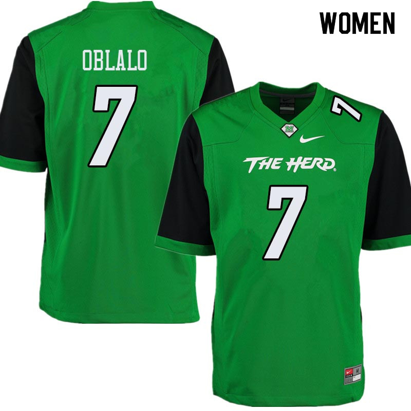 Women #7 Obi Oblalo Marshall Thundering Herd College Football Jerseys Sale-Green - Click Image to Close